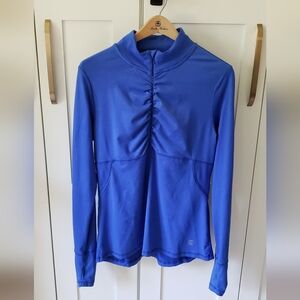 Balance Collection Sweatshirt Womens L Blue Ruched Pullover Mock Neck Sporty Top